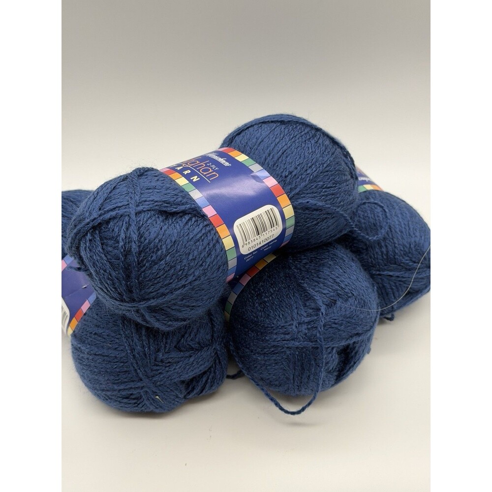 4 Skeins Herrschners Afghan Yarn, 2 Ply Navy 2 OZ-  220 Yards Each